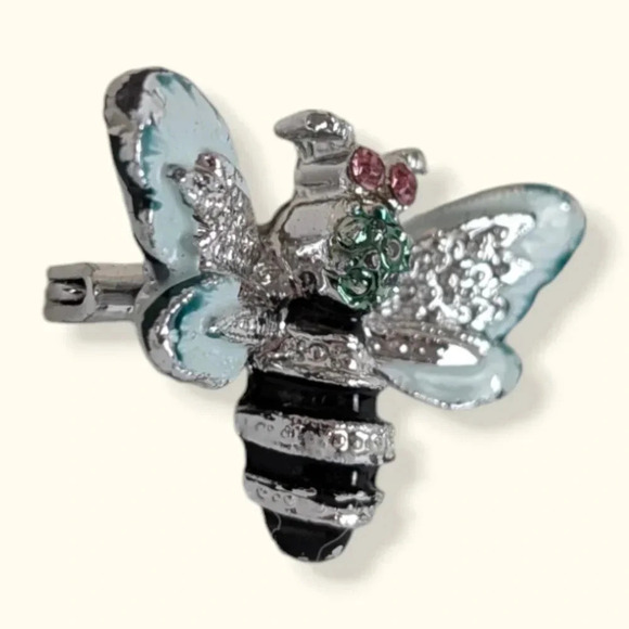 (2/$20) Vintage Rhinestone Bee Brooch - Picture 3 of 6